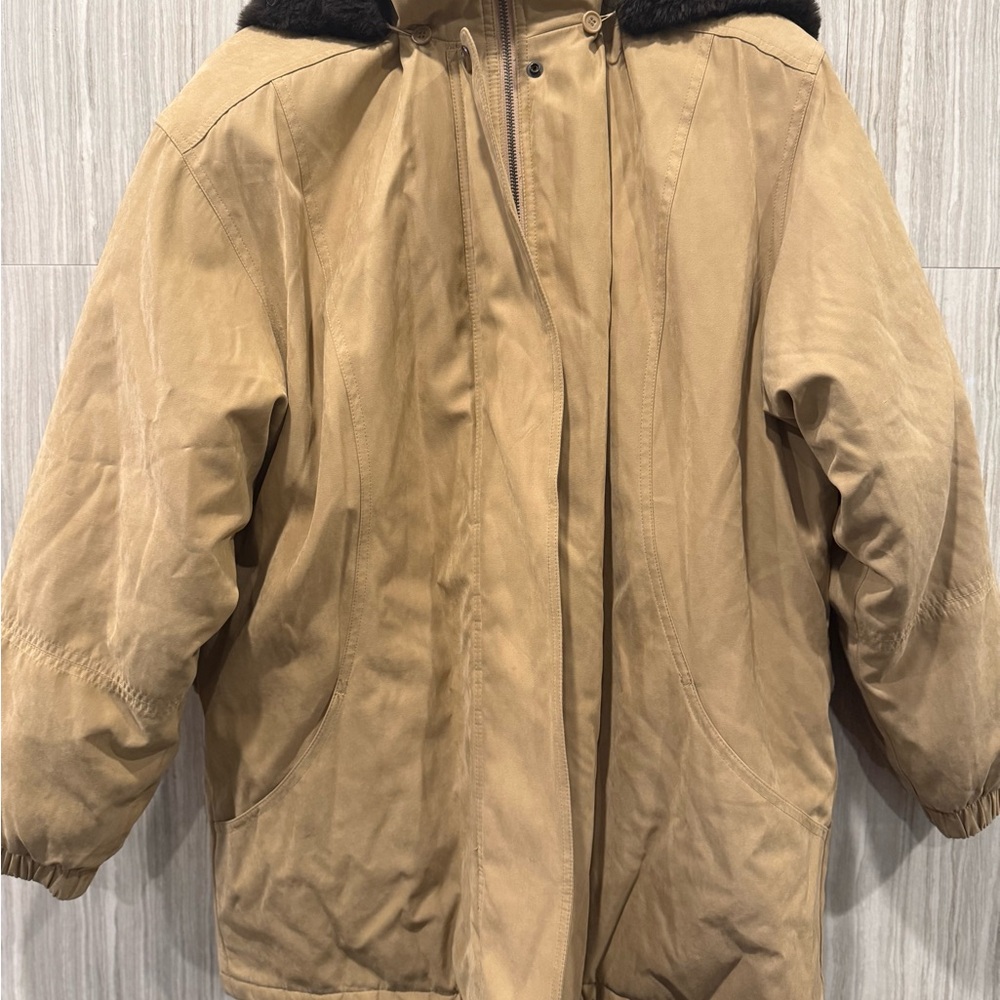 Men's Tan Field Jacket with Black Collar